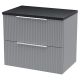 600mm Wall Hung 2 Drawer Vanity & Laminate Top - Hudson Reed DFF293LSB Grey, Grey colour 0