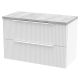 800mm Wall Hung 2 Drawer Vanity & Laminate Top - Hudson Reed DFF195LBG White, White colour 0
