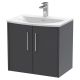 600mm Wall Hung 2 Door Vanity & Basin 4 - Hudson Reed JNU2223G Grey, Grey colour ,image 1