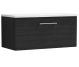 800mm Wall Hung 1 Drawer Vanity & Laminate Top - Nuie ARN625LSW Black, Black colour 0