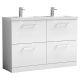 1200mm Floor Standing 4 Drawer Vanity & Double Basin 1 - Nuie ARN133C ,image 1
