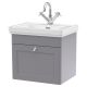 500mm Wall Hung 1-Drawer Vanity & Basin 1TH - Nuie CLC291A Grey, Grey colour 0