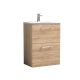600mm Floor Standing 2-Drawer Vanity & Basin 4 - Nuie ARN3033G Oak, Oak colour ,image 1
