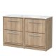 1200mm Floor Standing 4-Drawer Vanity with Marble Worktop - Hudson Reed LIL3033CMT2 Oak, Oak colour ,image 1