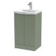 500mm Floor Standing 2 Door Vanity & Basin 1 - Hudson Reed DFF823A Green, Green colour ,image 1