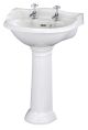 500mm Basin & Pedestal (2 Tap Hole) - Hudson Reed CRT005 White, White colour ,image 1