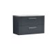 800mm Wall Hung 2 Drawer Vanity & Laminate Top - Nuie DPF1495LBG Black, Black colour ,image 1