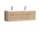 1200mm Wall Hung 2-Drawer Vanity & Double Basin - Nuie ARN3022F Oak, Oak colour ,image 1