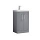500mm Floor Standing 2 Door Vanity & Basin 3 - Nuie DPF223D Grey, Grey colour ,image 1