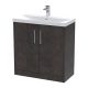 800mm Floor Standing 2 Door Vanity & Basin 3 - Hudson Reed JNU2605D Brown, Brown colour ,image 1