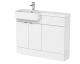 1100mm Combination Unit & Left Hand Semi Recessed Basin - Hudson Reed CBI146 Gloss White, White colour ,image 1