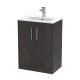 600mm Floor Standing 2 Door Vanity & Basin 2 - Hudson Reed JNU2603B Brown, Brown colour ,image 1