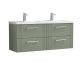 1200mm Wall Hung 4 Drawer Vanity & Double Basin - Nuie DPF893C Green, Green colour ,image 1