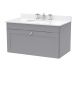 800mm Wall Hung 1 Drawer Vanity & Marble Top 3TH - Nuie CLC296WR3 Grey, Grey colour ,image 1