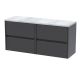 1200mm Wall Hung 4-Drawer Unit & Laminate Worktop - Nuie HAV2204LBG2 Grey, Grey colour ,image 1