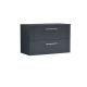 800mm Wall Hung 2 Drawer Vanity & Worktop - Nuie DPF1495W Black