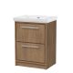 600mm Floor Standing 2-Drawer Vanity with Basin - 0 Tap Hole - Hudson Reed LIL2733H Oak, Oak colour ,image 1
