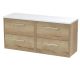 1200 Wall Hung 4-Drawer Vanity & Laminate Worktop - Hudson Reed JNU1824LSW2 Oak, Oak colour ,image 1