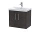 600mm Wall Hung 2 Door Vanity & Basin 3 - Hudson Reed JNU2623D Brown, Brown colour ,image 1