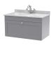 800mm Wall Hung 1 Drawer Vanity & Marble Top 1TH - Nuie CLC296GR1 Grey, Grey colour ,image 1