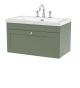 800mm Wall Hung 2-Door Vanity with Basin - 3 Tap Hole - Nuie CLC896M Green, Green colour ,image 1