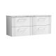 1200 Wall Hung 4-Drawer Vanity & Laminate Worktop - Nuie DPF193LCM2 White, White colour ,image 1