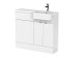 1000mm Combination Unit & Right Hand Semi Recessed Basin - Hudson Reed CBI145 Gloss White, White colour ,image 1