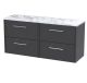 1200 Wall Hung 4-Drawer Vanity & Laminate Worktop - Hudson Reed JNU2224LCM2 Grey, Grey colour ,image 1
