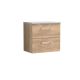 600mm Wall Hung 2-Drawer Vanity & Laminate Worktop - Nuie ARN3024LBG Oak, Oak colour ,image 1