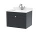 600mm Wall Hung 1 Drawer Vanity & Marble Top 1TH - Nuie CLC1494WS1 Black, Black colour ,image 1