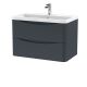 800mm Wall Hung 2 Drawer Vanity & Polymarble Basin - Nuie LUN1404 Black, Black colour ,image 1