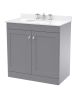 800mm Floor Standing 2 Door Vanity & Marble Top 3TH - Nuie CLC226WR3 Grey, Grey colour ,image 1