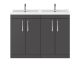 1200mm Floor Standing Cabinet With Double Basin - Nuie ATH075C Gloss Grey, Grey colour ,image 1