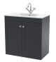 800mm Floor Standing 2-Door Vanity with Basin - 1 Tap Hole - Nuie CLC1426C Black, Black colour ,image 1