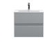 600mm Wall Hung 2-Drawer Vanity Unit & Basin 2 - Hudson Reed URB204B Satin Grey, Grey colour ,image 1