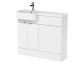 1000mm Combination Unit & Left Hand Semi Recessed Basin - Hudson Reed CBI144 Gloss White, White colour ,image 1