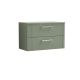 800mm Wall Hung 2 Drawer Vanity & Worktop - Nuie DPF895W Green, Green colour ,image 1
