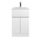 500mm Floor Standing 2-Door/Drawer Vanity Unit & Basin 2 - Hudson Reed URB101B Satin White, White colour ,image 1