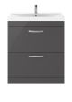 800mm Floor Standing Cabinet With Basin 3 - Nuie ATH079D Gloss Grey, Grey colour ,image 1