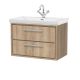 800mm Wall Hung 2-Drawer Vanity with Basin - 1 Tap Hole - Hudson Reed LIL3026A Oak, Oak colour ,image 1