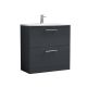 800mm Floor Standing 2 Drawer Vanity & Basin 4 - Nuie ARN1435G Black, Black colour ,image 1