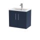 600mm Wall Hung 2-Door Vanity & Basin 2 - Hudson Reed JNU2923B Blue, Blue colour ,image 1