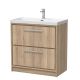 800mm Floor Standing 2-Drawer Vanity with Basin - 1 Tap Hole - Hudson Reed LIL3035E Oak, Oak colour ,image 1