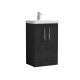 500mm Floor Standing 2 Door Vanity & Basin 3 - Nuie ARN601D Black, Black colour ,image 1