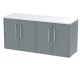 1200 Wall Hung 4-Door Vanity & Laminate Worktop - Hudson Reed JNU2323LSW2 Grey, Grey colour ,image 1