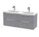 1200mm Wall Hung 4 Drawer Vanity & Double Basin - Hudson Reed DFF293F Grey, Grey colour ,image 1