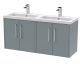 1200mm Wall Hung 4 Door Vanity & Double Basin - Hudson Reed JNU2323C Grey, Grey colour ,image 1