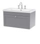 800mm Wall Hung 2-Door Vanity with Basin - 3 Tap Hole - Nuie CLC296M Grey, Grey colour ,image 1
