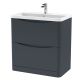 800mm Floor Standing 2 Drawer Vanity & Polymarble Basin - Nuie LUN1403 Black, Black colour ,image 1