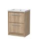 600mm Floor Standing 2-Drawer Vanity with Basin - 0 Tap Hole - Hudson Reed LIL3033K Oak, Oak colour ,image 1